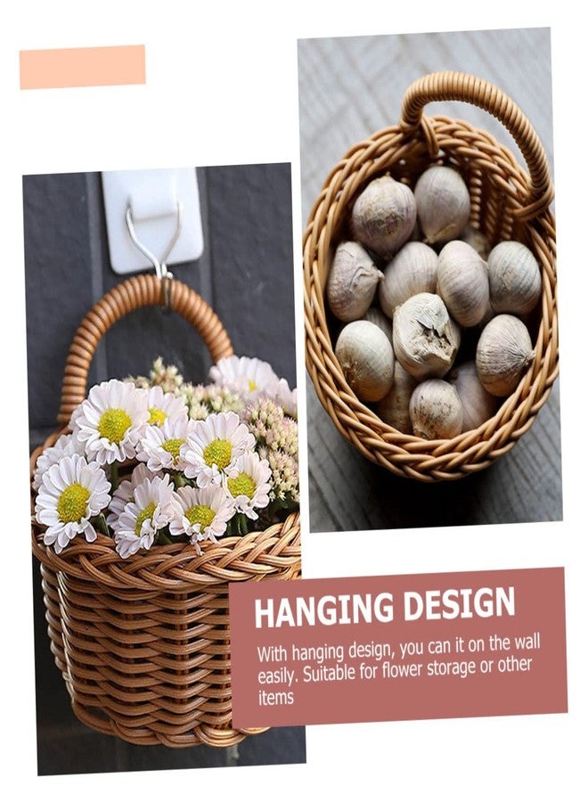 Yardenfun Imitation Rattan Wall Hanging Basket Lightweight Wall-Mounted Storage Organizer for Kitchen Balcony Home Decor 5.5X4.7X4.7 Inch - Image 4
